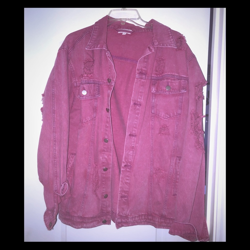 Distressed Denim Rose Jacket